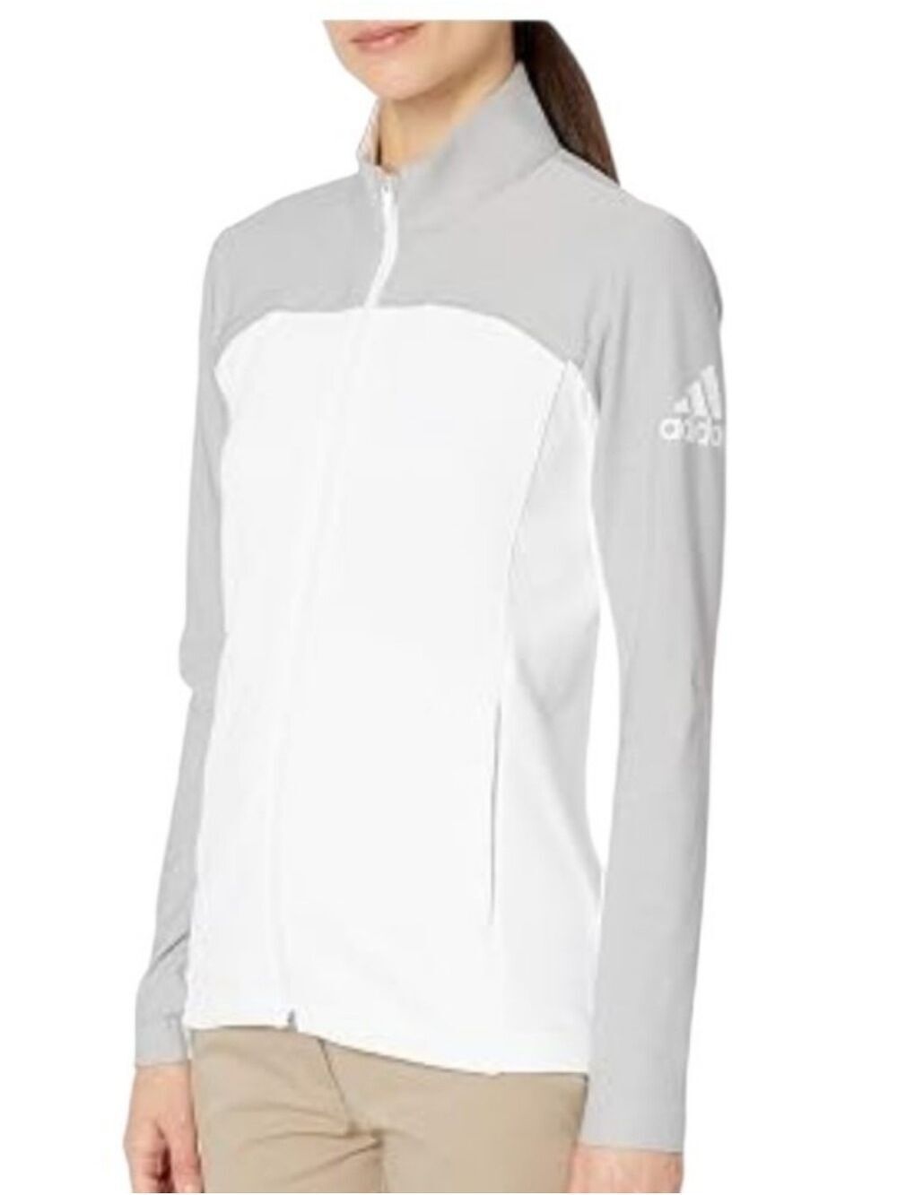 Adidas Women's Go-To Adapt Full Zip Golf Jacket white and gray Size Medium